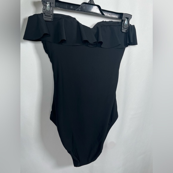 NWT J. Crew Size 2 Matte ruched one-piece swimsuit with ruffles In Black - Picture 7 of 13